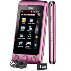 CELULAR LG KP570 COOKIE ROSA CÂMERA 3MP MP3 TOUCH SCREEN BLUETOOTH E CARTÃO 1GB